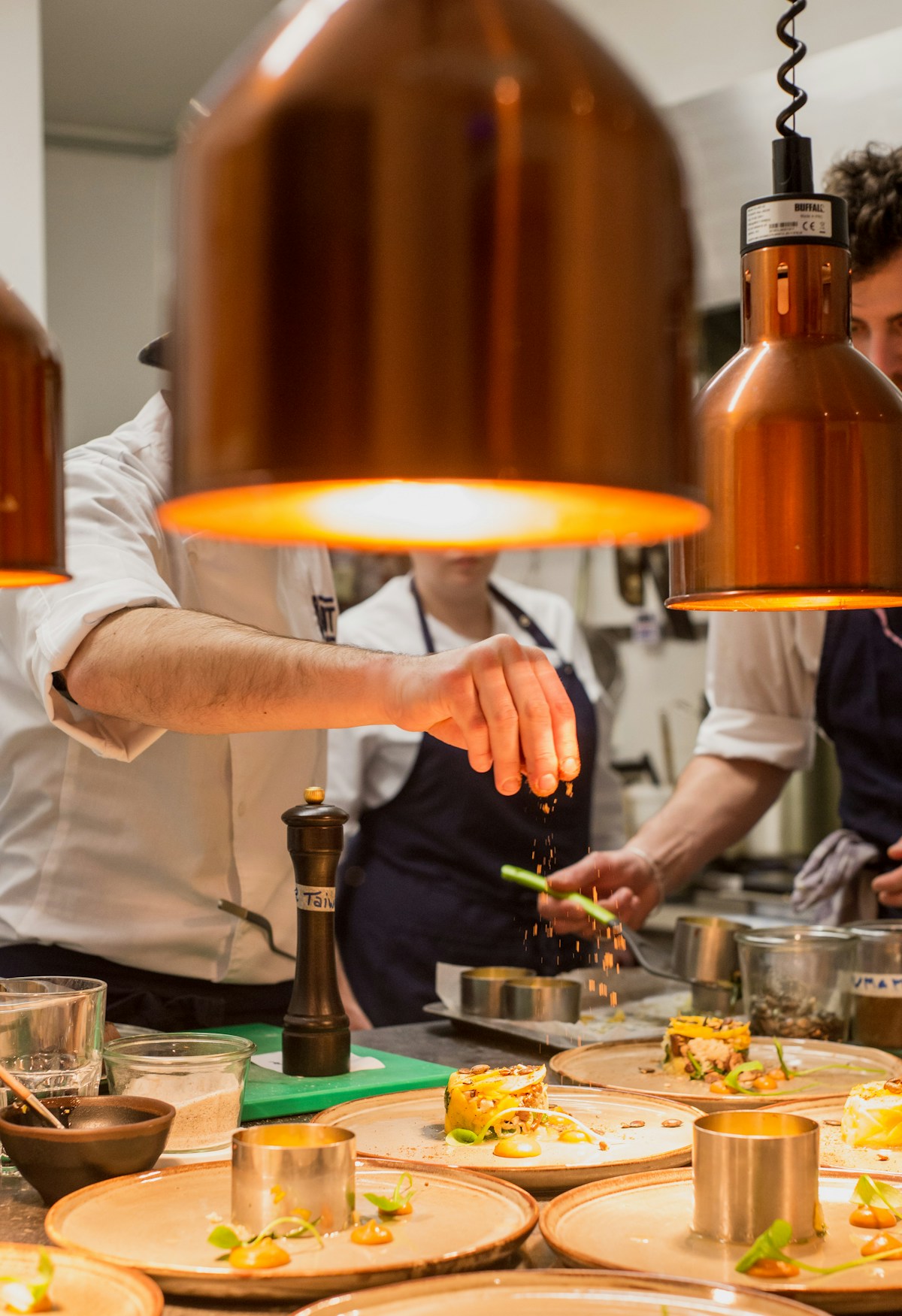 Chefs working together in a restaurant kitchen